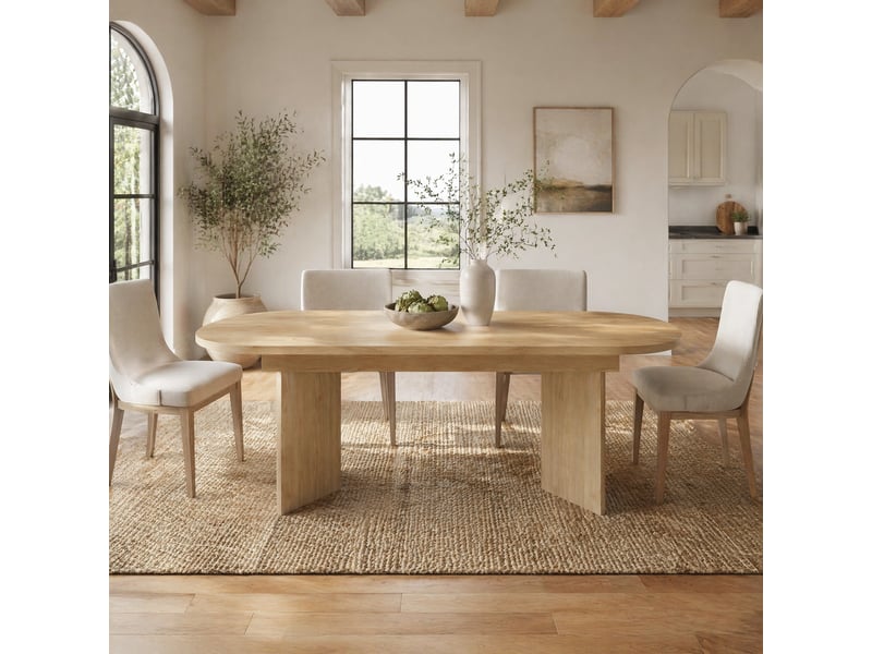  Table de salle à manger extensible pour 6 à 8 personnes, plateau épais et angles arrondis, mdf chêne, 200 × 90 × 75 cm  - Conforama C