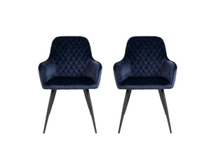 Lot de 2 fauteuils repas 65x57x87 cm en velours bleu foncé - nyla