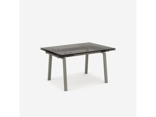 Table extensible en verre trempé 140200x80 jackson - gris tourterelle