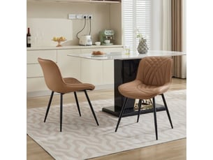 Chaises de salle à manger en duo - ergonomiques, cuir pu perforé respirant, couture 3d, pieds en métal croisés