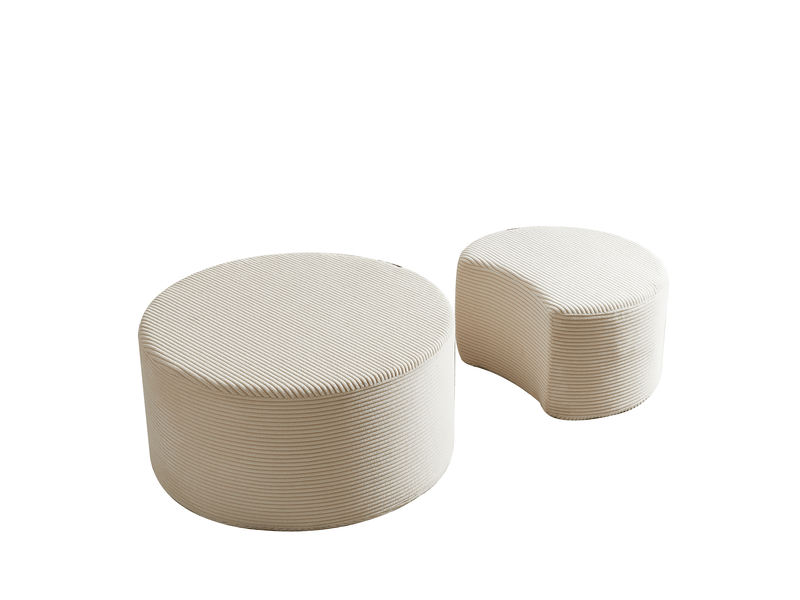  Tables basses gigognes avec 2 pièces rembourrées, repose-pieds et table d'appoint pour salon, en tissu, beige - uvrion  - Conforama A