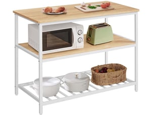 Étagère de cuisine à 3 étagères étagère de rangement avec plan de travail structure en acier stable 120 x 60 x 90 cm facile à monter marron rustique et noir 12_0007854