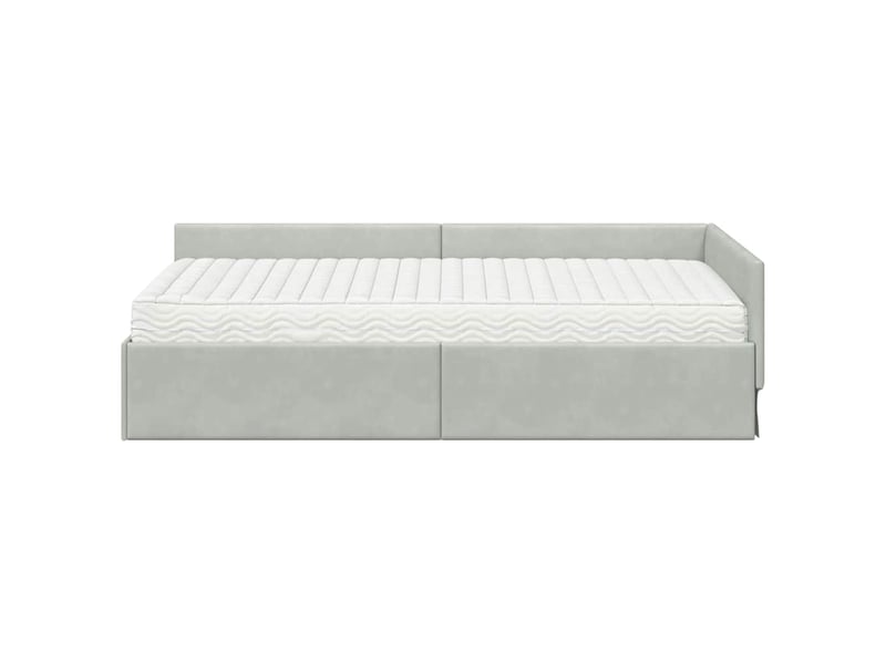  Lit adulte, lit simple, cadre de lit d'angle avec matelas autre 2 pc gris clair velours cf6638  - Conforama E