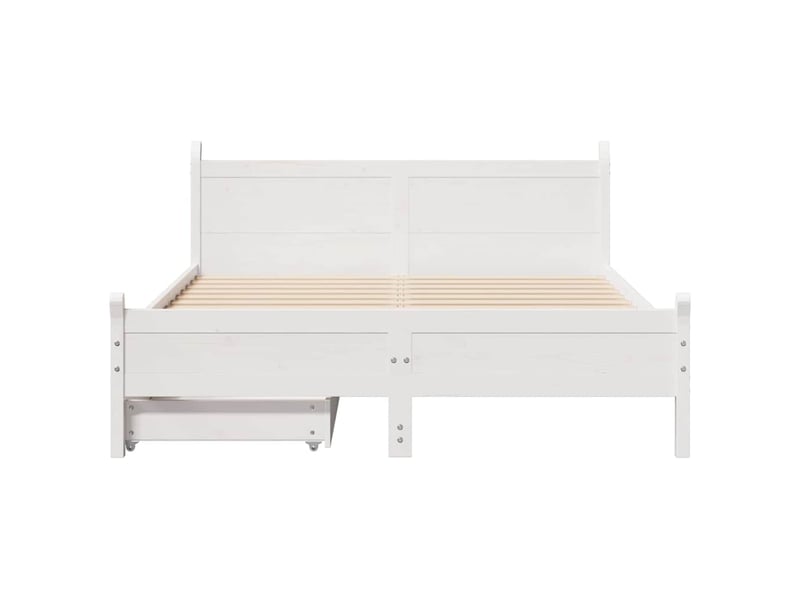  Lit double- lit adulte -  cadre de lit sans matelas blanc 150x200 cm bois de pin massif  - Conforama C