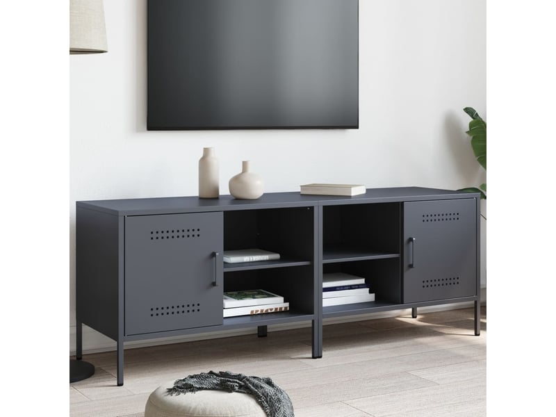  Lot de 2 meuble tv bas salon anthracite 68x39x50,5 cm acier shl88418  - Conforama B
