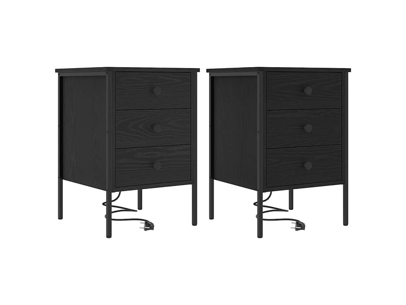  Table de chevet - cabinet de chevet - table de nuit 2 pièces chêne noir 42 x 41 x 61 cm  - Conforama A
