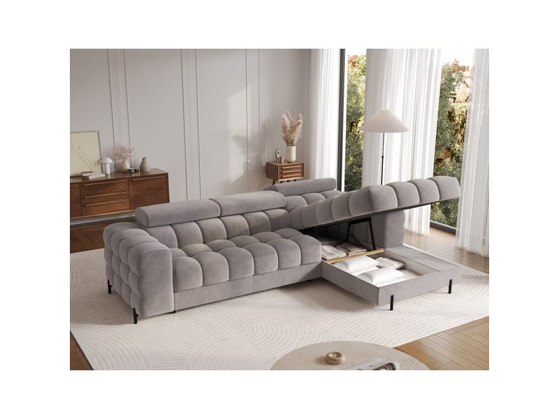 Canapé d'angle gauche convertible gris design élégant 285x99x181cm filtro  - Conforama C