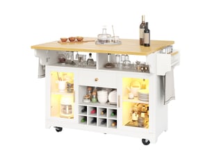 Desserte 120x80x95 cm extensible avec éclairage led rgb mdf et métal blanc