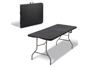 Table pliante 180 x 74 x 74 cm, 6 ou 8 places, table pliante d'extérieur avec verrou de sécurité, poignée de transport noir