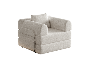 Canapé-lit modulable 2-en-1 en chenille, avec espace de rangement dans l’accoudoir, structure métallique et configuration personnalisable - kaki