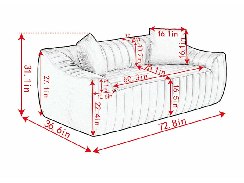  Canapé 2 places en tissu technique blanc, assise rembourrée en mousse pour salon et bureau  - Conforama C