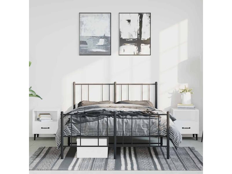 Lit double- lit adulte - cadre de lit métal sans matelas avec pied de lit noir 150x200cm - Conforama B