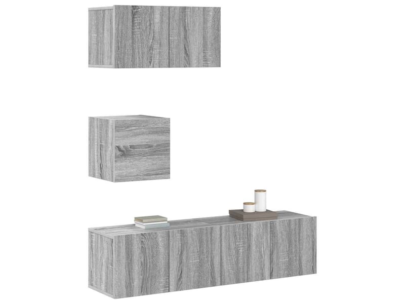  Ensemble de meubles tv 4 pcs sonoma gris bois d'ingénierie shl57045  - Conforama D