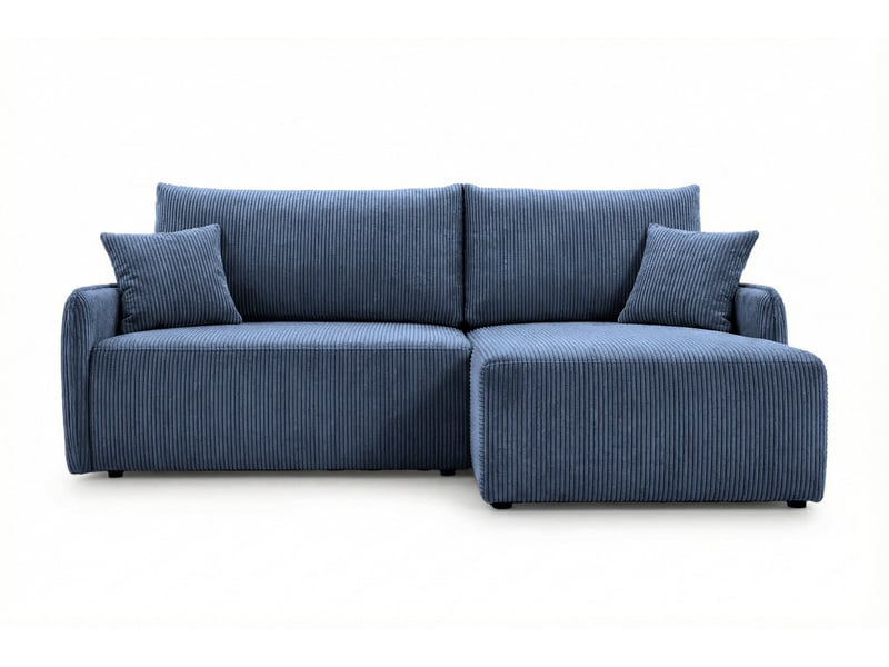  Sacha - canapé d'angle convertible petit velours côtelé 3 places bleu  - Conforama A