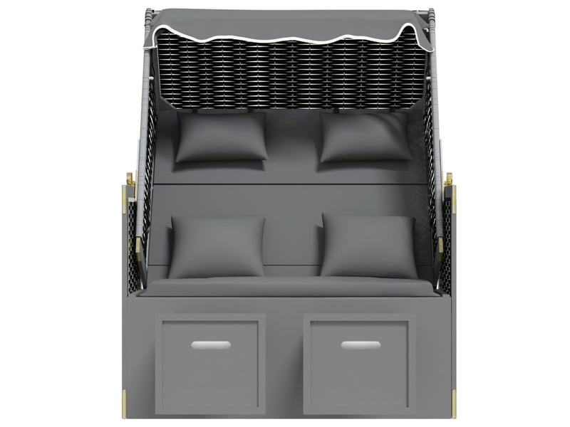 Strandkorb avec coussin résine tressée bois solide anthracite 02_0012173  - Conforama E