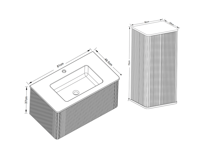  Ensemble meuble salle de bains suspendu 81x46,5x37 cm mdf blanc  - Conforama E