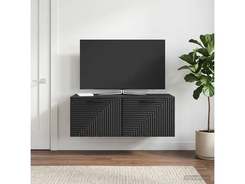  Meuble tv - banc tv - meuble de rangement mural noir 78,5 x 41 x 30 cm bois d'ingénierie  - Conforama B