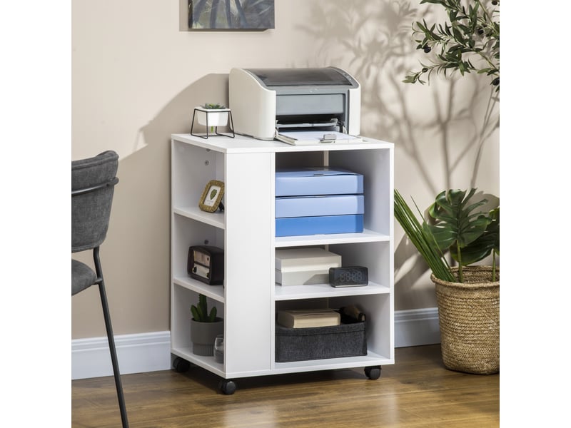  Meuble pour imprimante, meuble d'appoint pour bureau, chambre, cuisine, salon, 60 x 40 x 75,8 cm, blanc  - Conforama B