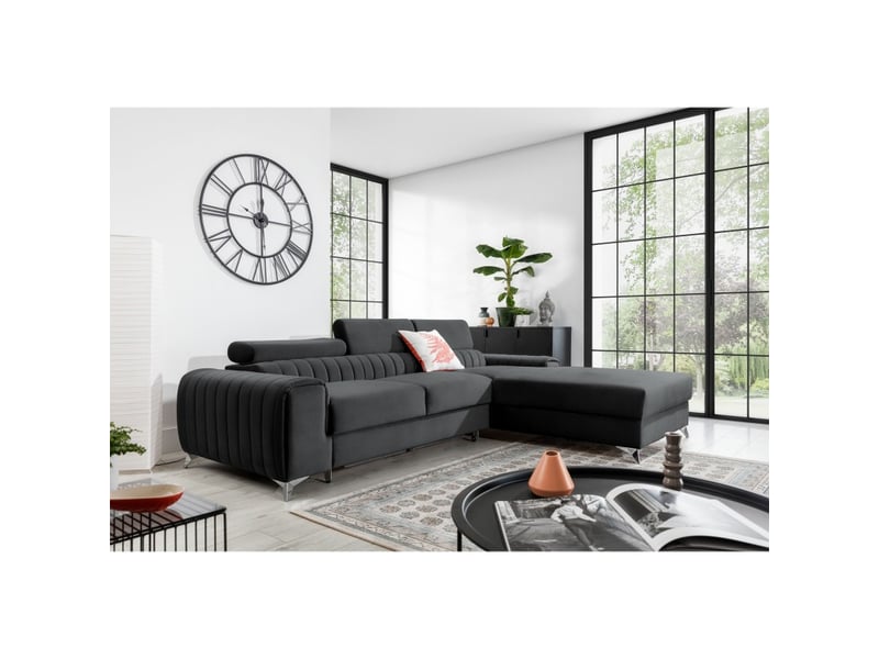  Canapé d'angle droit gris foncé convertible 3 places jayson convertible avec rangement  - Conforama E
