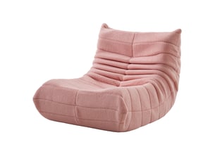 Fauteuil chauffeuse 1 place en laine bouclée - 86x105x75cm - canapé de sol ergonomique sans armature - rose