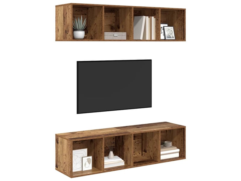  Ensemble meuble tv - banc tv - meuble de rangement 2 pcs bois ancien bois d'ingénierie  - Conforama C