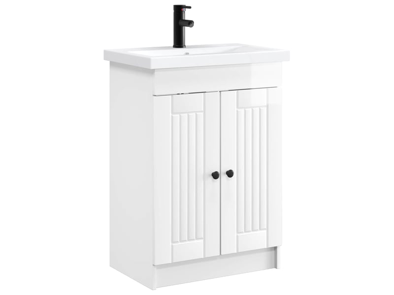 Ensemble de mobilier de salle de bain blanc brillant shl2834 - Conforama A