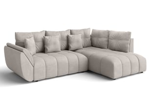 Canapé d'angle réversible convertible <strong>AX LIVING </strong> <strong>Kayseri</strong> 4 places Velours beige avec coffre de rangement