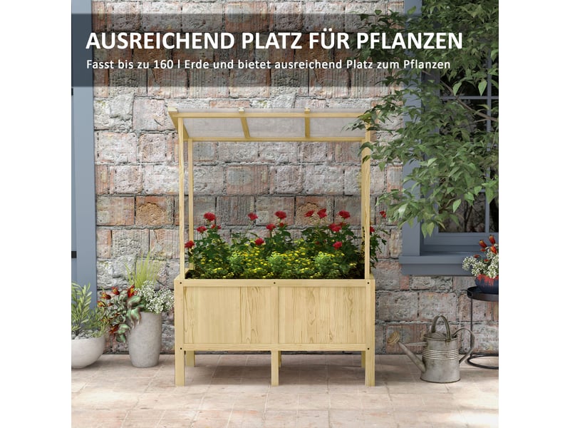  Bac à plantes en bois avec couvercle - dimensions - bois de sapin massif 110x60x152cm - Conforama D