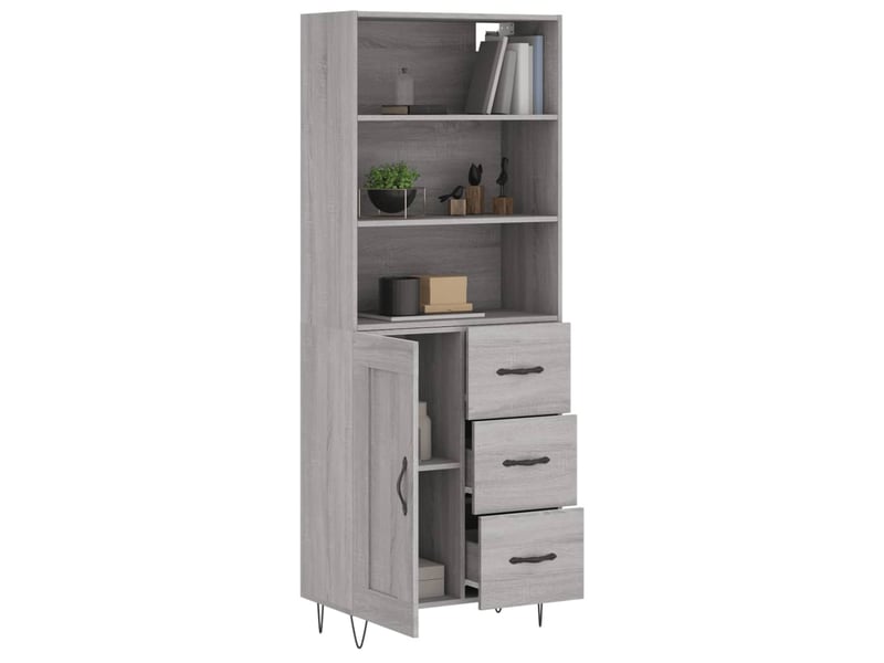  Buffet haut - bahut - meuble de rangement sonoma gris 69,5x34x180 cm bois d'ingénierie  - Conforama C