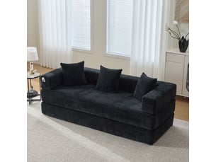 Canapé modulable 198 cm en blocs-chenille avec rangement latéral-design diy-lounge-noir