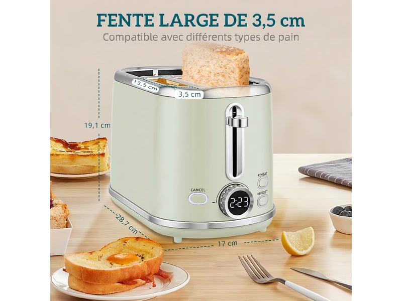  Ensemble bouilloire et grille-pain, gris, bouilloire en acier inoxydable 1,7 l et 2200 w et grille-pain à 2 tranches  - Conforama R