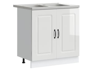 Meuble de rangement, armoire de cuisine kalmar blanc brillant 80x46x81,5cm