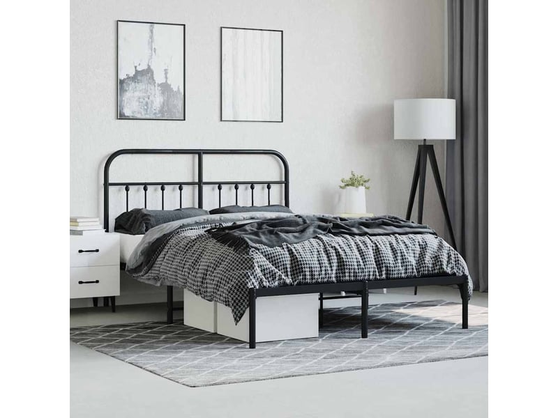  Lit double- lit adulte -  cadre de lit métal sans matelas avec tête de lit noir 140x200cm  - Conforama C