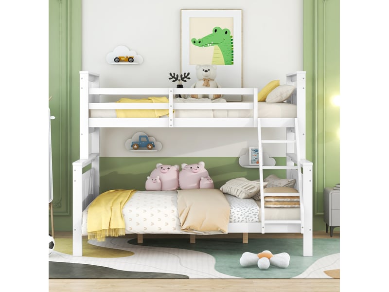  Modenvie lit superposé 90x200 et 140x200 cm - modulable en 2 lits, échelle inclinée, sans matelas - blanc  - Conforama E