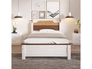 Lit simple 90x200 cm <strong>MERAX</strong>  <strong>lit enfant blanc</strong> coloris blanc