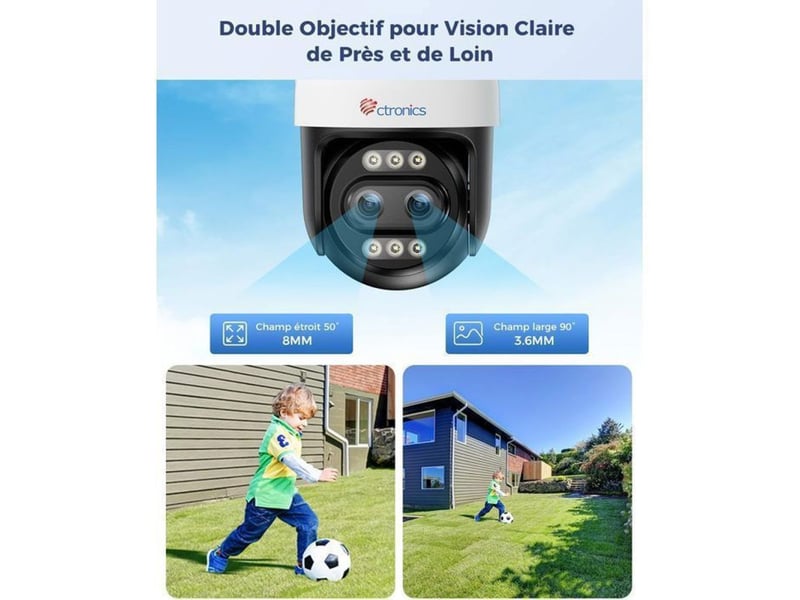  Caméra de sécurité wifi 5mp ptz 30x zoom optique double audio  - Conforama C