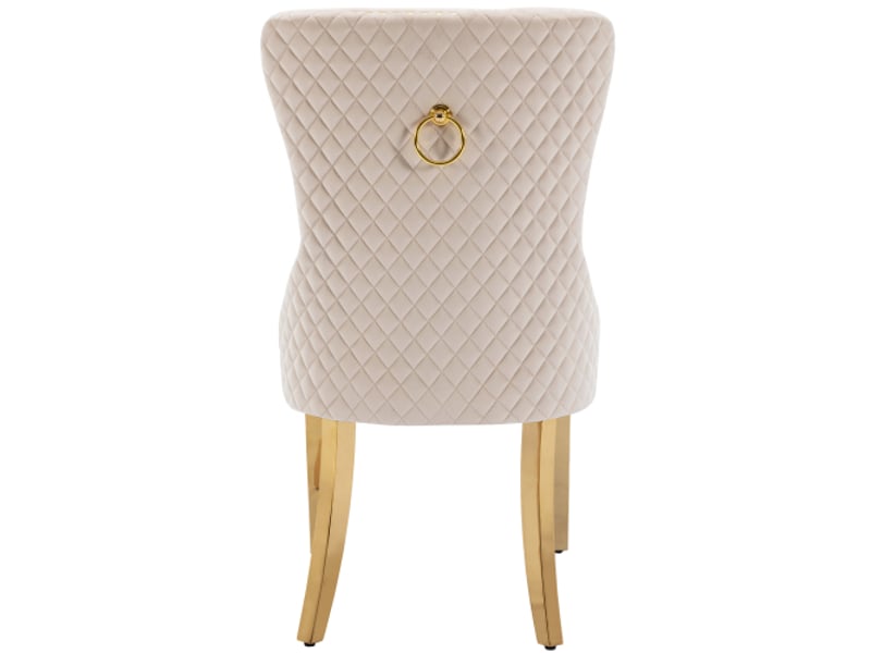 Lot de 2 chaises de salle à manger en velours avec heurtoir à l'arrière,garniture en tête de clou et pieds en acier inoxydable plaqué or,beige chaise beige - Conforama D
