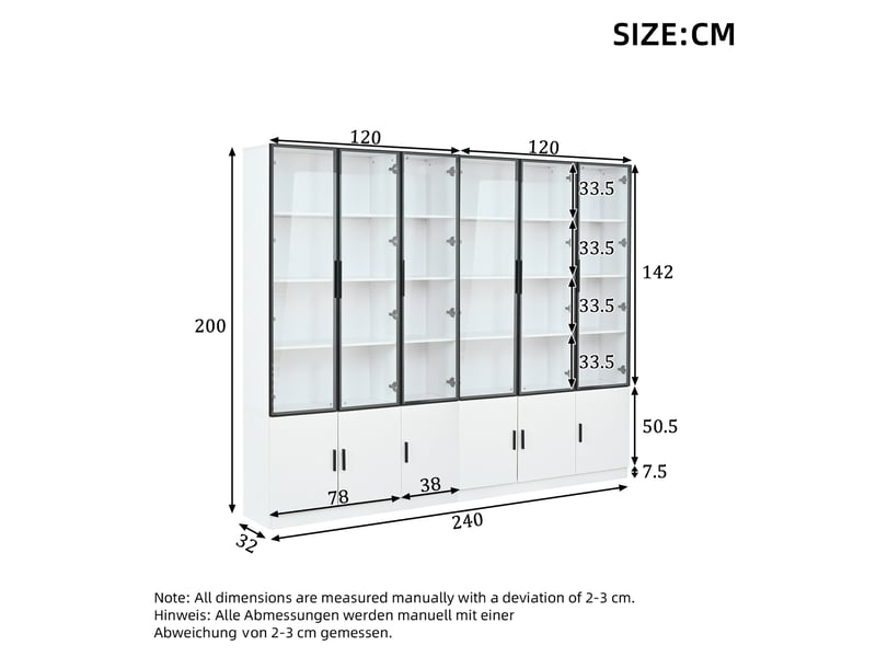  Vitrine 240x32x200 cm 12 portes led mdf blanche  - Conforama E