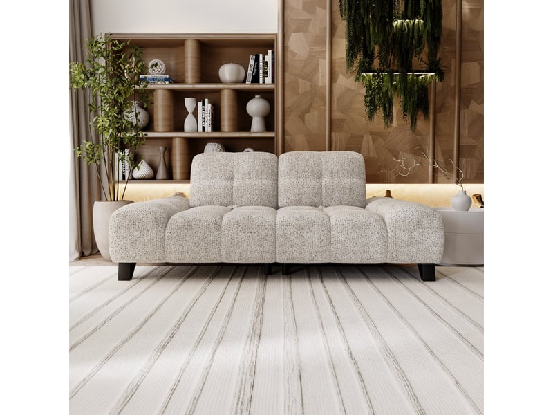 Canapé 2 places avec dossier amovible en tissu beige  - Conforama B