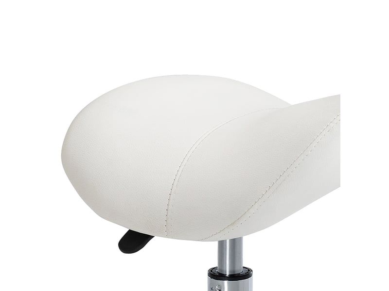  Hocker à roulettes réglable en hauteur, selle, rembourré blanc pour bureau et maison  - Conforama C