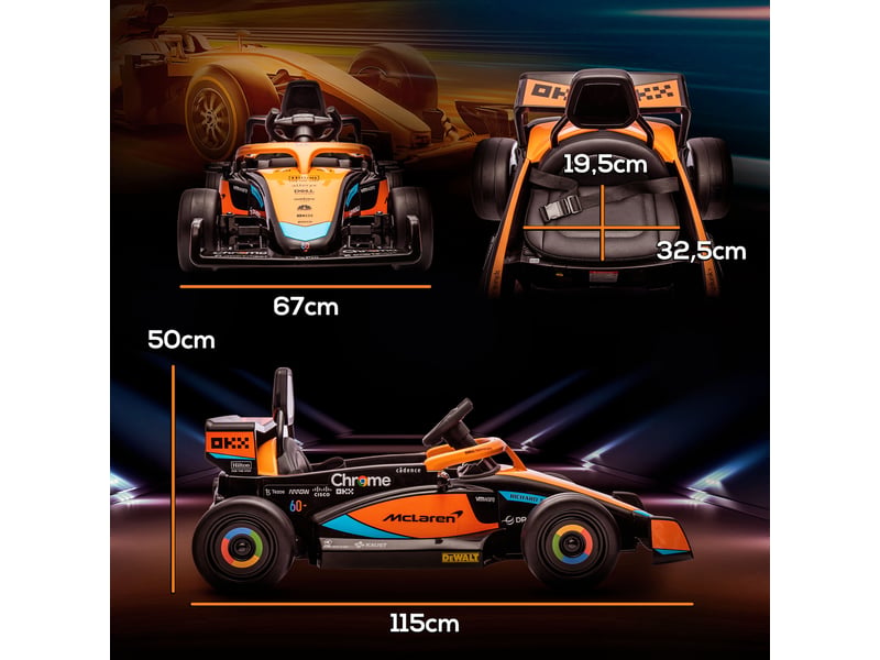  Voiture électrique pour enfants, mclaren formula 1, avec télécommande et musique, pour les 3-5 ans, orange  - Conforama E