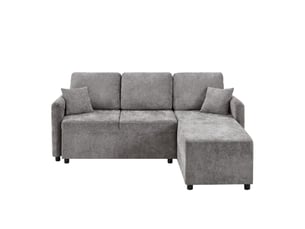 Canapé d'angle compressé droit fixe <strong>COVREO </strong> <strong></strong> 3 places Tissu gris