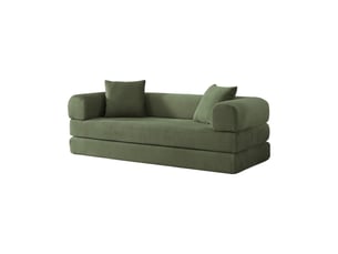 Canapé convertible modulaire 2 places avec fonction couchage - sans montage, velours, vert