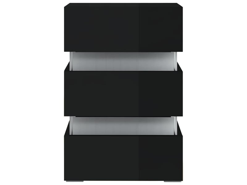 Table de chevet - cabinet de chevet - table de nuit à led noir brillant 45x35x67 cm bois ingénierie - Conforama D