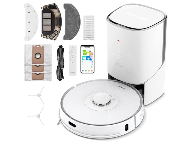  Sencor srv 9385wh robot aspirateur laveur blanc avec lidar 4000 pa et station auto-vide SRV 9385WH - Conforama A