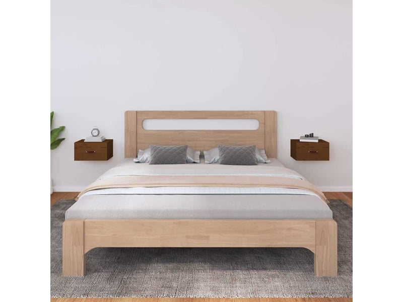  Lot de 2 table de chevet murales, table d'appoint marron miel 40x29,5x22 cm  - Conforama B