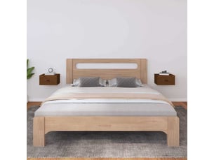 Lot de 2 table de chevet murales, table d'appoint marron miel 40x29,5x22 cm