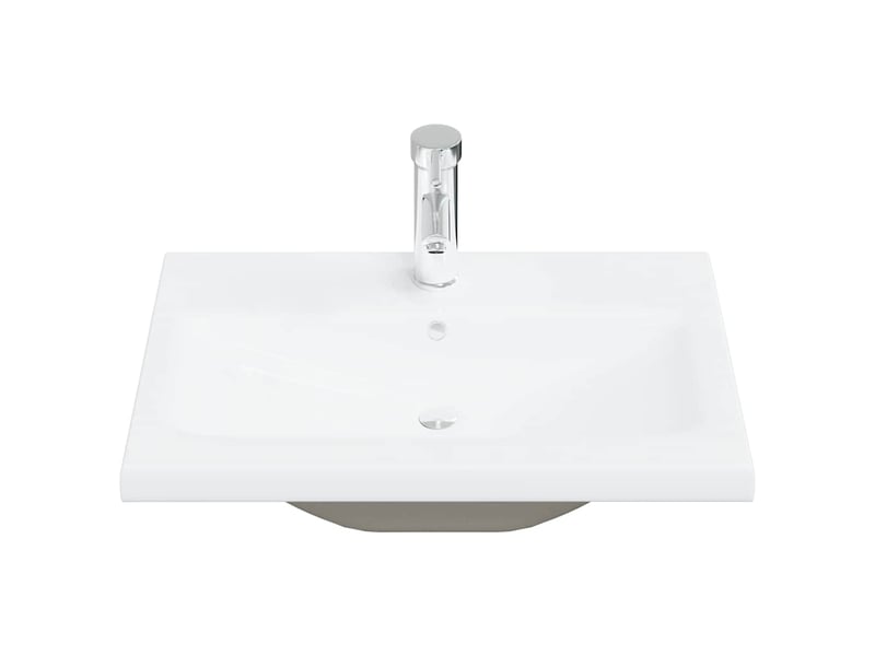  Lavabo encastré, vasque à poser avec robinet 61x39x18 cm céramique blanc cf65670  - Conforama C