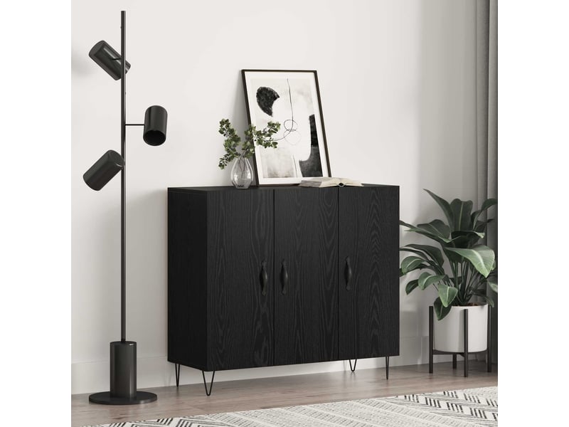 Buffet - bahut - meuble de rangement chêne noir 90 x 32,5 x 80 cm bois d'ingénierie - Conforama B