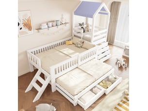 Lit cabane 90x200 cm coloris blanc